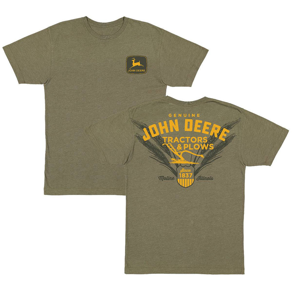 Mens Plow w/Wheat SS Heathered Tee - mygreentoy.com