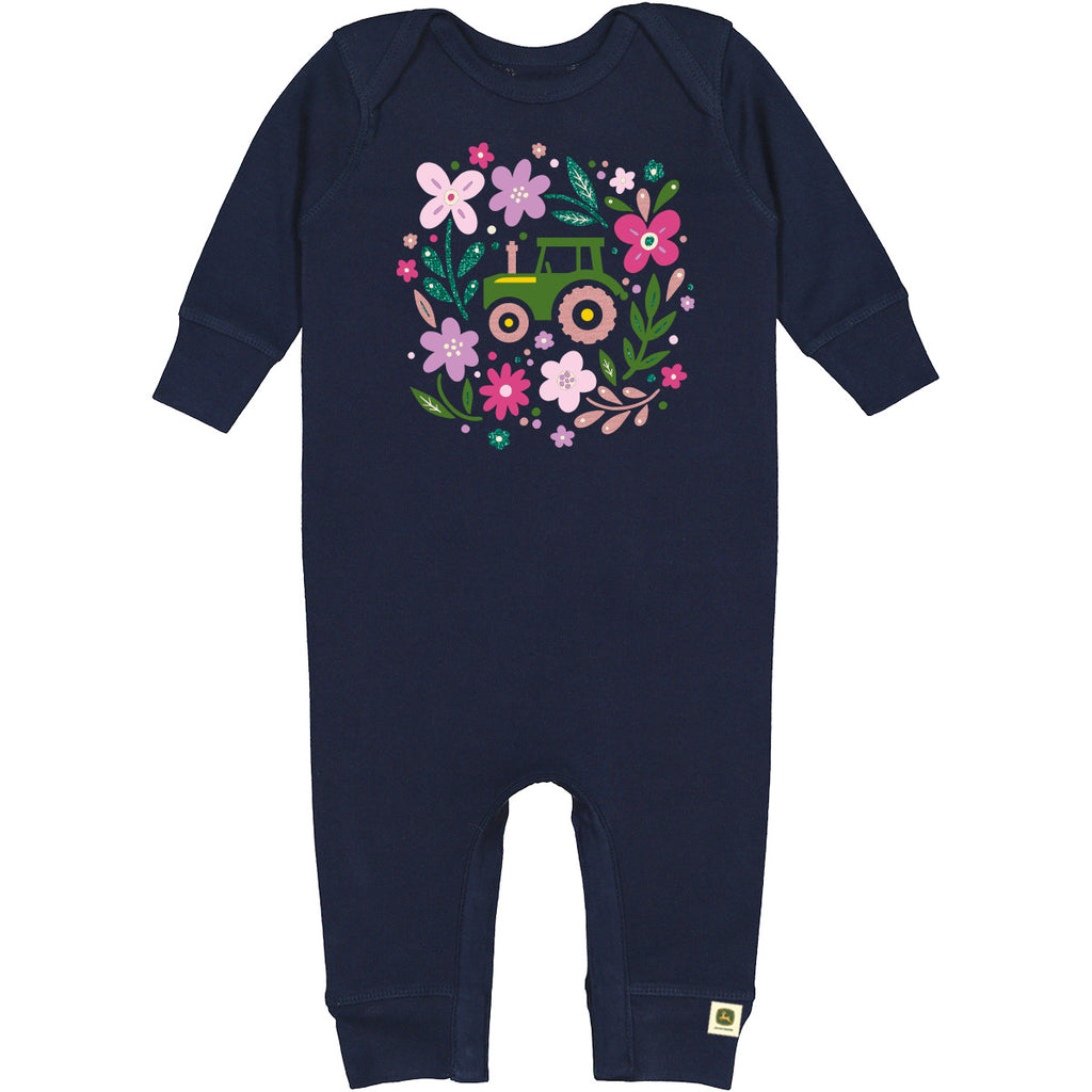 DGT INF Floral Tractor LS Romper - mygreentoy.com